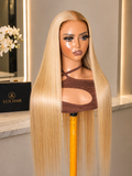13x4 Straight Glueless Hair synthetic Light gold