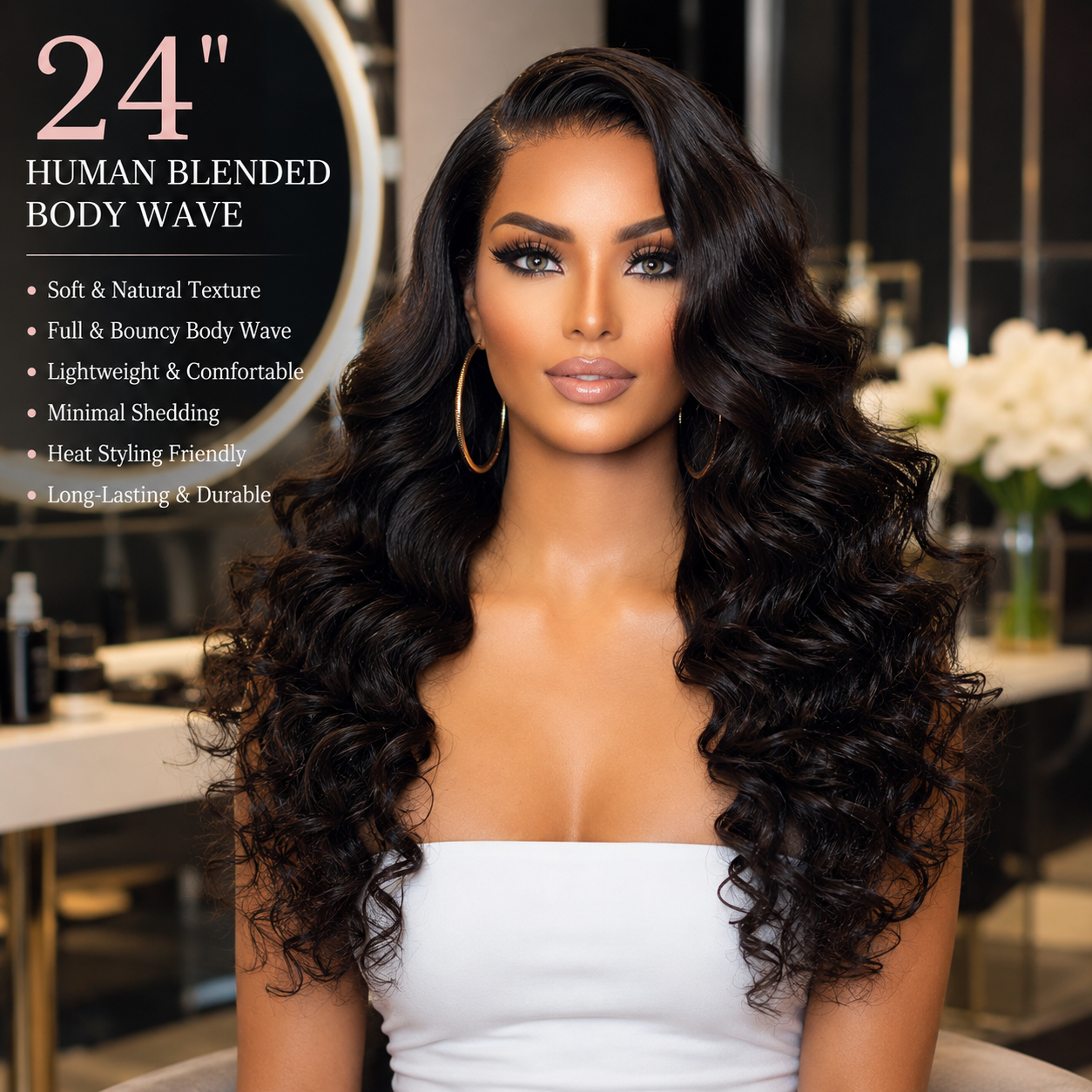 Human Blended Curly Body Wave Frontal – 13x4 Lace